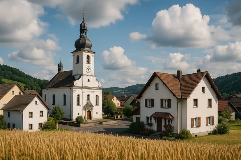 Idyllische Landschaft des Wiedtals rund um Niederbreitbach